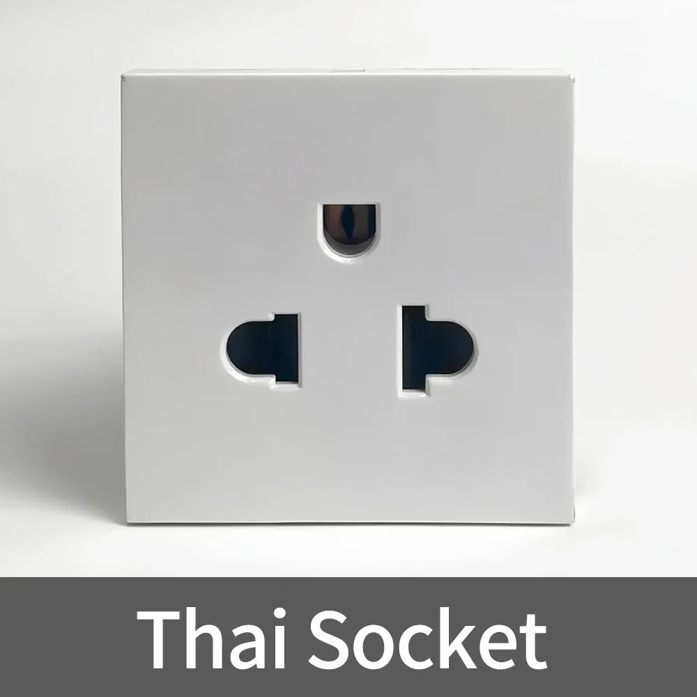 Fireproof 13A Wall Outlet 8mm Stainless Steel UK/EU/US/FR Universal Power Socket Single/Double Gang DIY