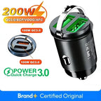 200/100W Mini Dual Ports USB Car Charger Lighter Fast Charging Phone Charger Adapter for IPhone 13 12 Xiaomi Huawei Samsung Amag