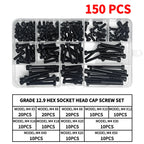 Grade 12.9 Carbon Steel Socket Head Cap Screws Kit, M3 M4 M5 M6 M8 Assortment, High Tensile Hex Bolts, Rust Resistant, Allen Key