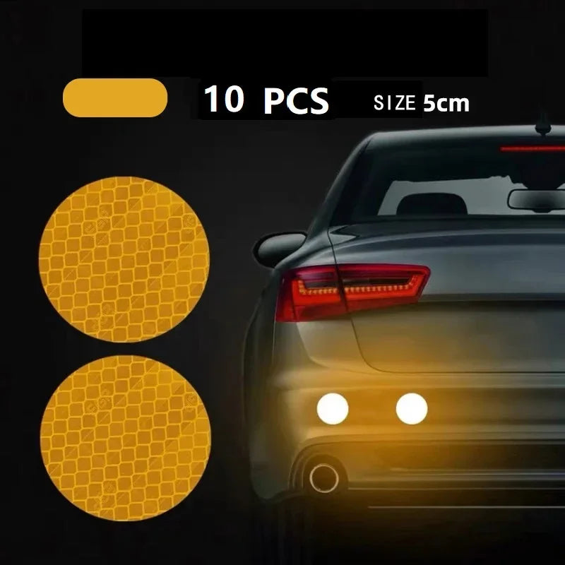 10pcs Car Bumper Reflective Stickers Reflective Warning Strip Tape Secure Reflector Stickers Decals Accessories