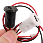 USB-C Waterproof Female Socket with LED Indicator – 2-Pin Pigtail for Car RV Motorcycle Boat