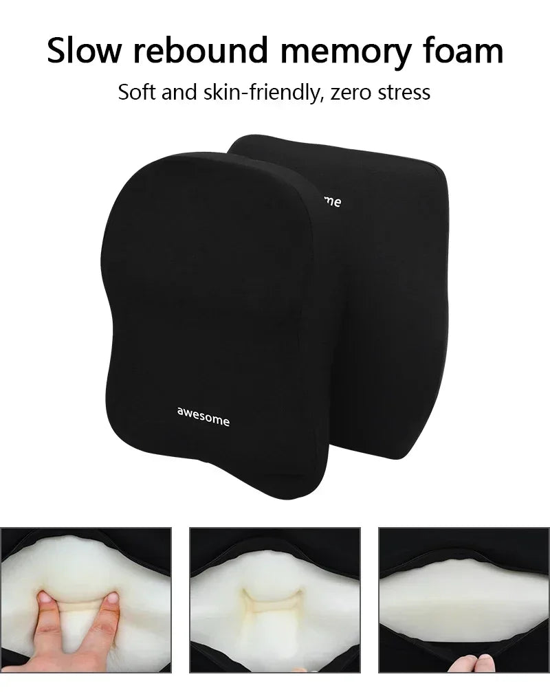Car Lumbar Back Support Memory Foam Headrest Neck Lumbar Pillow Universal Soft Neck Pillows Seat Cushion Car Interior Accessorie