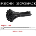 Heavy Duty Self-Locking Nylon Cable Ties 5x200 5x500mm Black, Weatherproof Zip Ties for Electrical Industrial Home Use,Bulk Pack