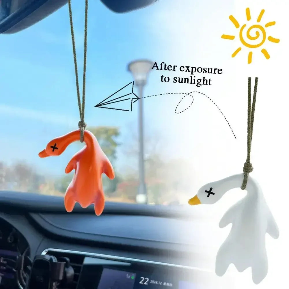 Funny Color-Changing Plaster Anime Duck Car Mirror Hanging Decor Cute Car Interior Decoration Accessories Amagi
