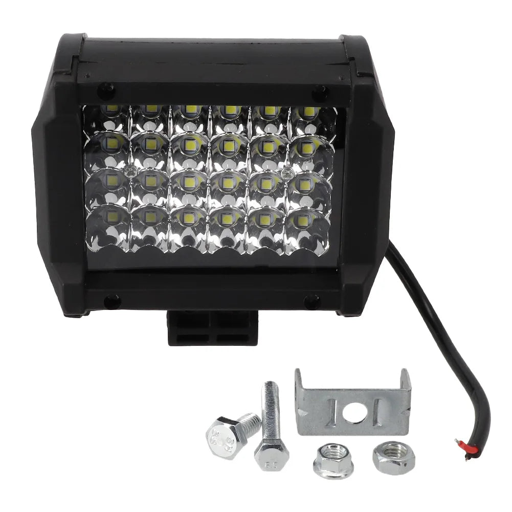 1Pcs LED Light With Accessories 4inch 72W LED Work Light Bar Sport Combo Lamp White For Offroad Driving Truck Tractor Boat Truck