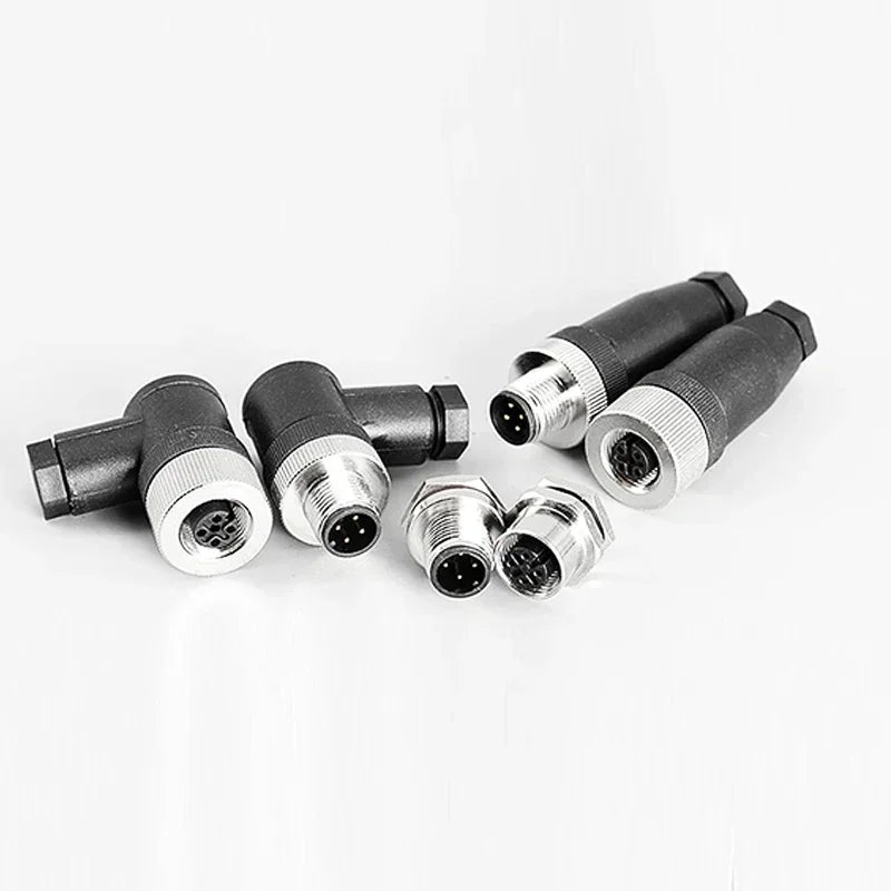 1Pcs M12 12MM Sensor Connector Straight Angle Male Female Waterproof Screw Threaded Plug Coupling 4 5 8 Pin PG7