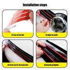 Car Front Hood Reflective Sticker Grille Moulding Red Decoration Strip Sticker Waterproof Car Exterior Reflective Sticker Decals