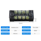 15A/25A/45A 600V Dual Row Barrier Terminal Block TB Series (3-12 Positions) Screw Connector for Electrical Panels TB1503 TB2512