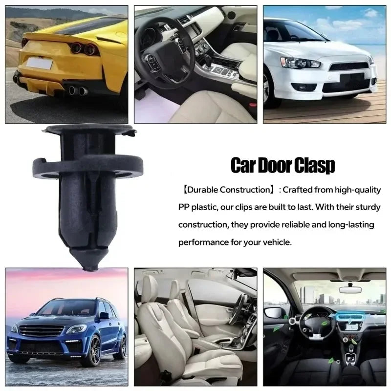 Car Bumper Door Panel Fender Liner Clips Retainer 8mm Auto Fasteners Rivets Clips Diameter Black Vehicle Accessories 20-100pcs
