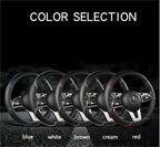 All Seasons Leather Diamond Steering Wheel Cover Universal Fit for 14 .5-15 Inch Durable Leather Cover Anti-Slip Veins Amagi