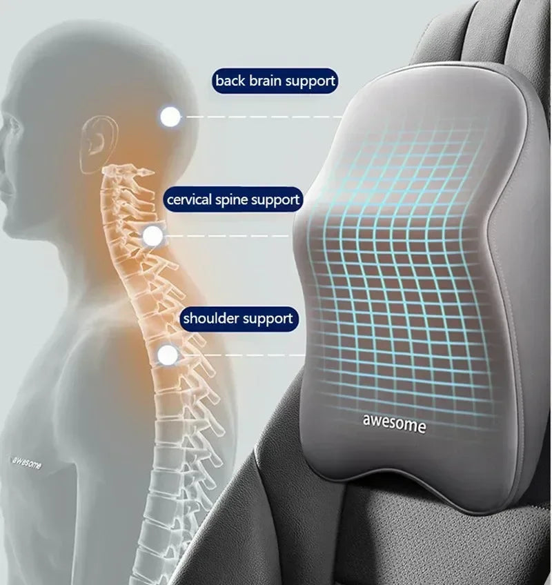 Car Lumbar Back Support Memory Foam Headrest Neck Lumbar Pillow Universal Soft Neck Pillows Seat Cushion Car Interior Accessorie