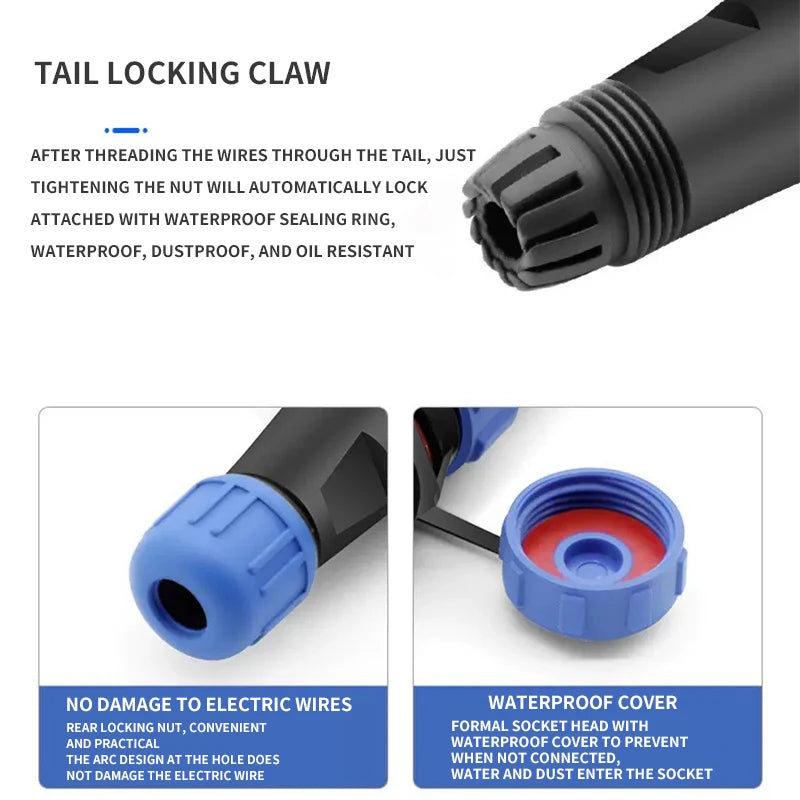 IP68 SP21 Waterproof Aviation Connector Socket with Male and Female Butt, 2/3/4/5/6/7/12 Pins Docks for Industrial Use