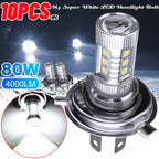 H4 Super White LED Headlight Bulb 6000-6500K High Low Beam LED Headlight IP67 Waterproof Auto Headlight 4000LM 80W 12V Amagi