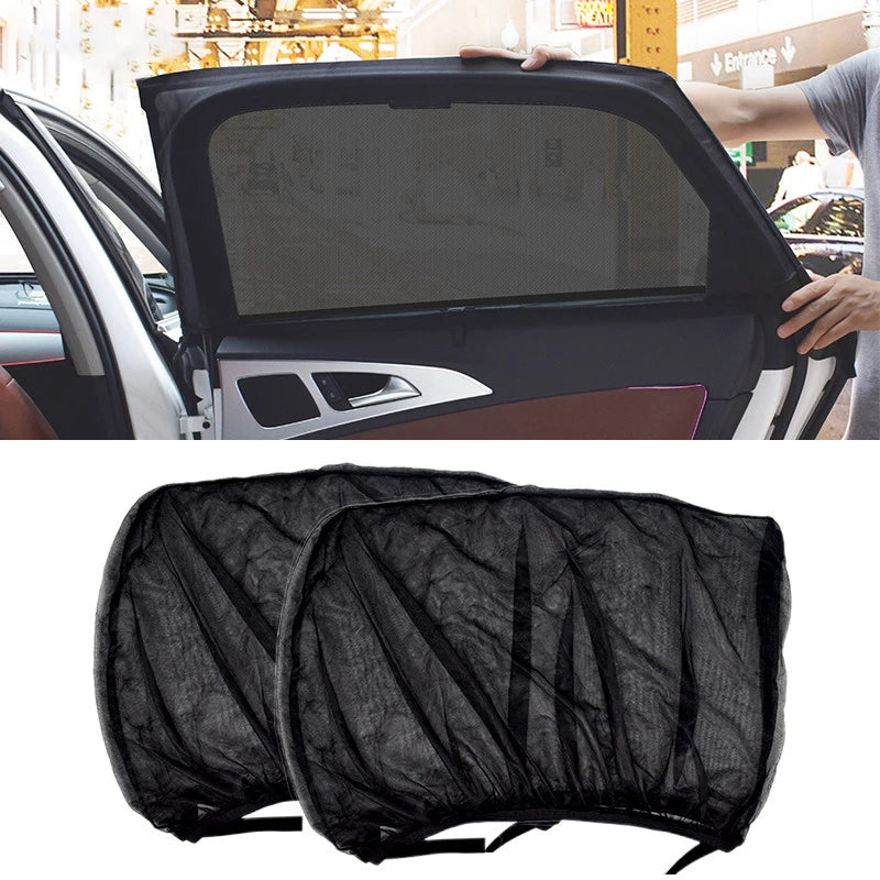 2pcs Car Styling Accessories Sun Shade Auto UV Protect Curtain Side Window Sunshade Mesh Sun Visor Protection Window Films Tools