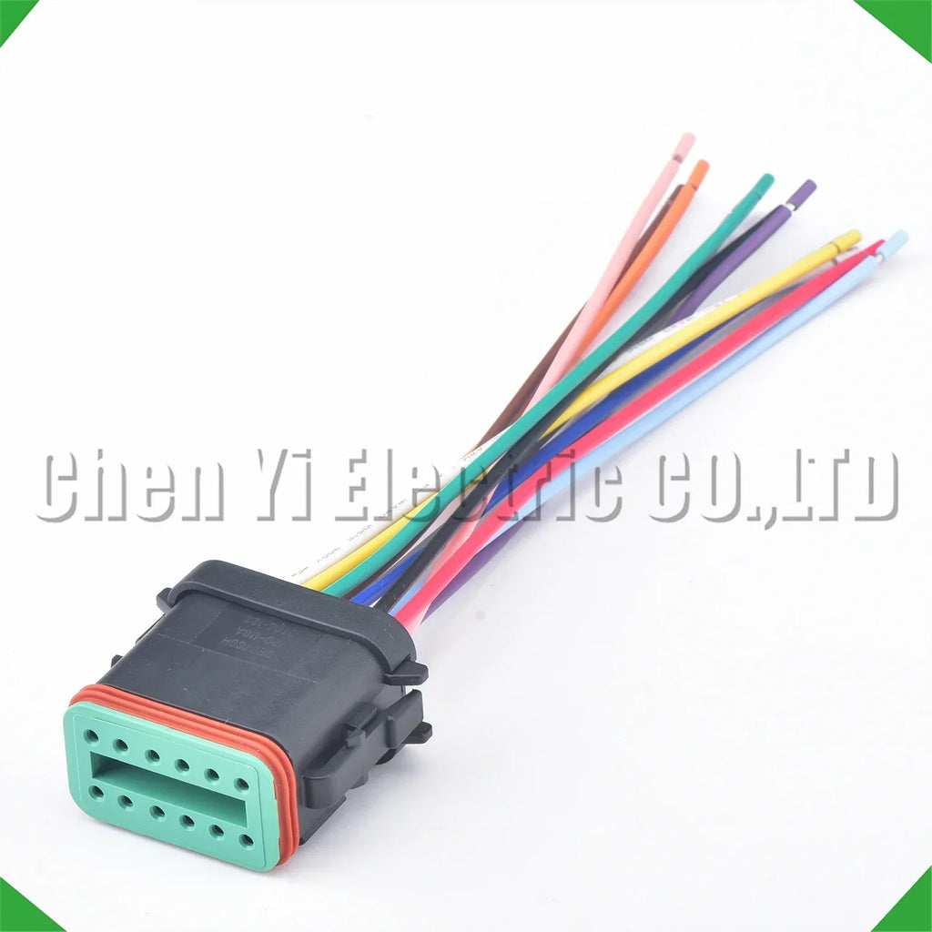 12 Pin Black DT Automotive Connectors Wire harness Plug For Deutsch DT06-12S DT04-12P D...