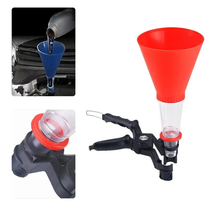 Car Engine Oil Funnel Universal Fuel Add Funnel Tools Adjustable Gasoline Special Funnel Non-leakage Design amagi
