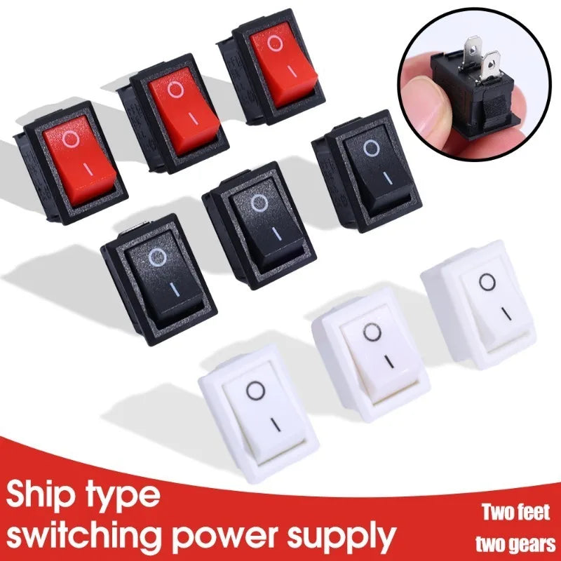 10/5Pcs Push Button Switch 2Pin 6A/250V KCD11-101 Mini Black Red White 21*15mm 2Pin ON/OFF SPST Rocker Switche Motorcycle Switch