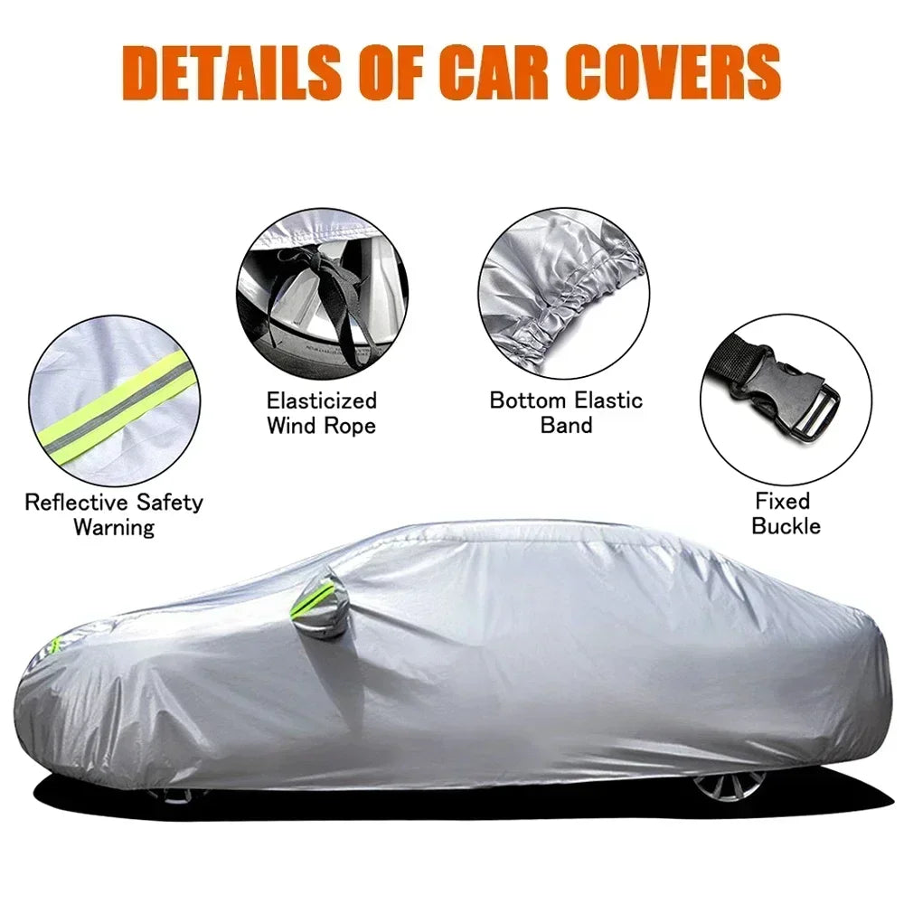 Universal For Audi A3 A4 A5 A6 A7 B7 B8 C5 Q2 Q3 Q5 7 Body Full Covers Black/Silver Outdoor Sun Snow Rain Protection Cover Amagi