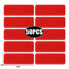 50/10pcs Car Bumper Reflective Stickers Reflective Warning Strip Tape Secure Reflector Stickers Decals Safety Warning 3*8CM