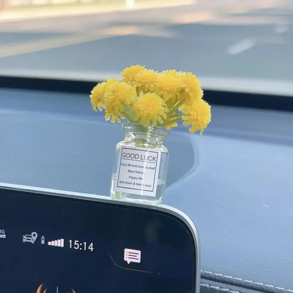 Car Interior Decoration Auto Dashboard Gadgets Ornament Cute Simulation Flowers Vase Sakura Gypsophila For Girl Woman Amagi
