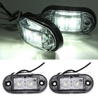 2Pcs Set White Marker Lights 12V LED Car Side Marker Tail Light 24V Trailer Truck Lamp Waterproof Plastic Signal Lamp