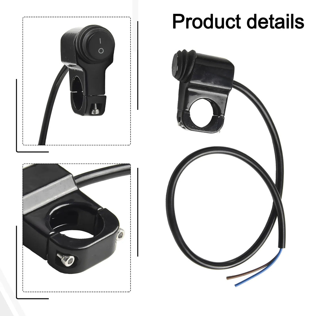 Motorcycle Handlebar Headlight ON/OFF Switch Black/Silver Aluminum Alloy 2-Wire Waterproof Second Gear Switch Motorcycle Parts