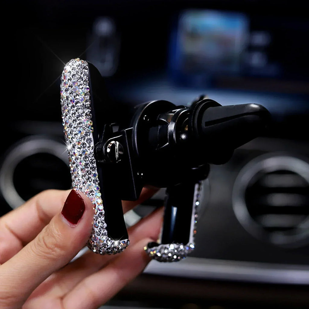 Car Phone Holder Women Diamond Crystal Car Air Vent Mount Clip Mobile Phone Holder Stand in Car Bracket Interior Amagi