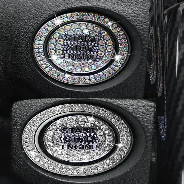 Car Bling One-Click Start Stop Engine Ignition Ring Sticker Crystal Rhinestone Circle Decor Accessories amagi