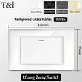 Tempered Glass US/Thai Wall Socket – 118×75mm, Dual USB-C & 2 AC Outlets, 110V, Scratch-Resistant Panel