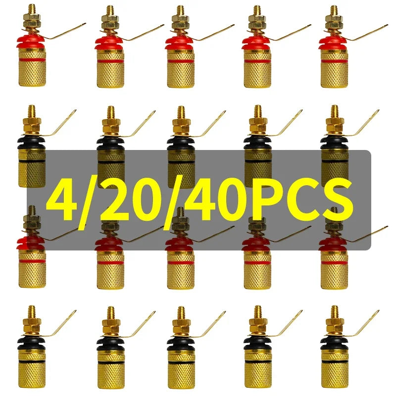 10/20/40PCS 307-Type Gold-Plated Binding Posts, 4mm Banana Sockets for Speaker & Amplifier Panel Mount, High-Current Terminals