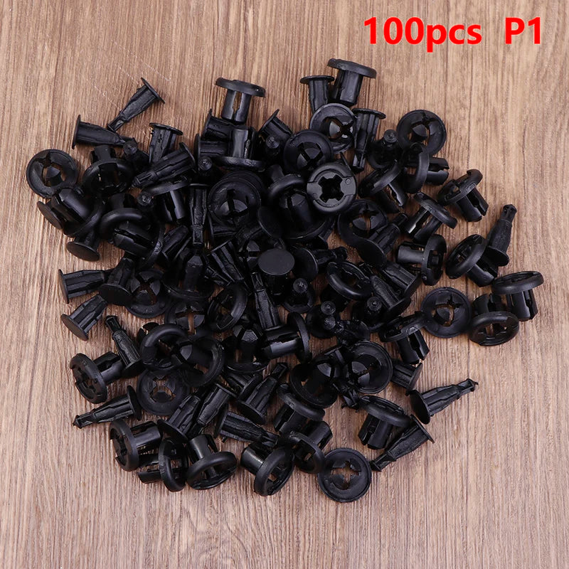 50/100Pcs 10mm Diameter 10mm Black Plastic Auto Fasteners Rivets Clips Vehicle Car Bumper Door Panel Liner Clips Retainer