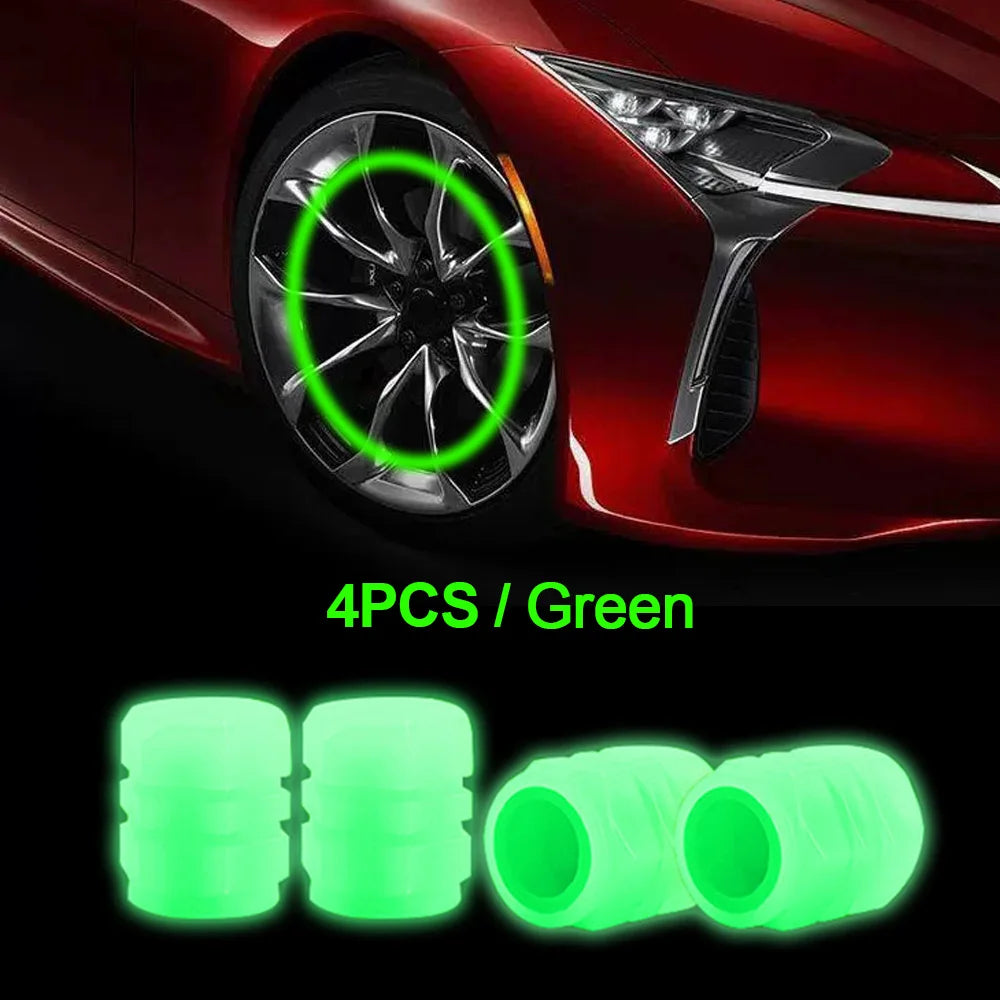 Mini Car Tire Valve Caps Luminous Valve Stem Caps Universal Fluorescent Tyre Nozzles Cover Tyre  wholesale