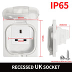 IP65 Waterproof Outdoor Socket- 16A High Power Wall Plate, 250V US/Thai Style 10A Receptacle, Bathroom & Weatherproof Electrical