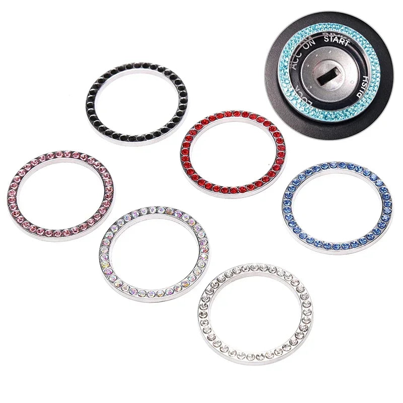 Universal Car Start Switch Button Decorative Diamond Rhinestone Ring Auto SUV Car Decorative Interior Accessories Amagi