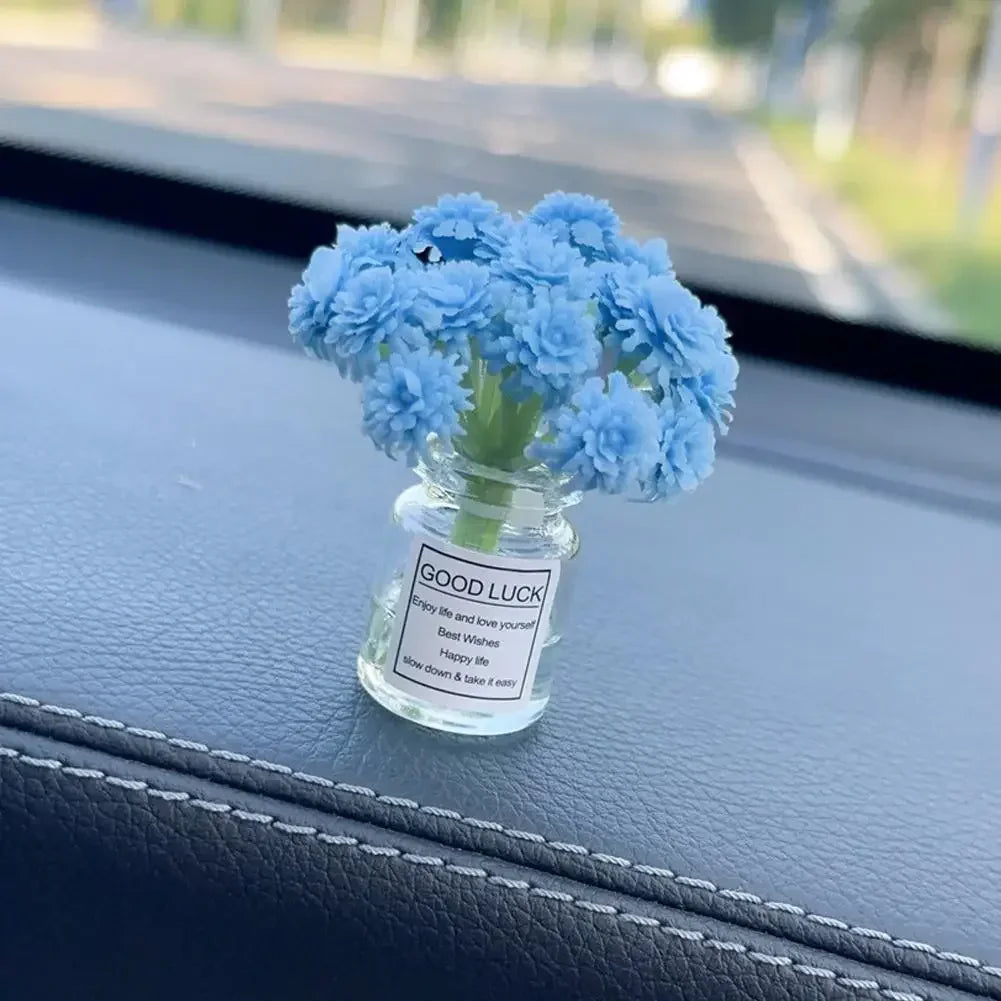 Car Interior Decoration Auto Dashboard Gadgets Ornament Cute Simulation Flowers Vase Sakura Gypsophila For Girl Woman Amagi