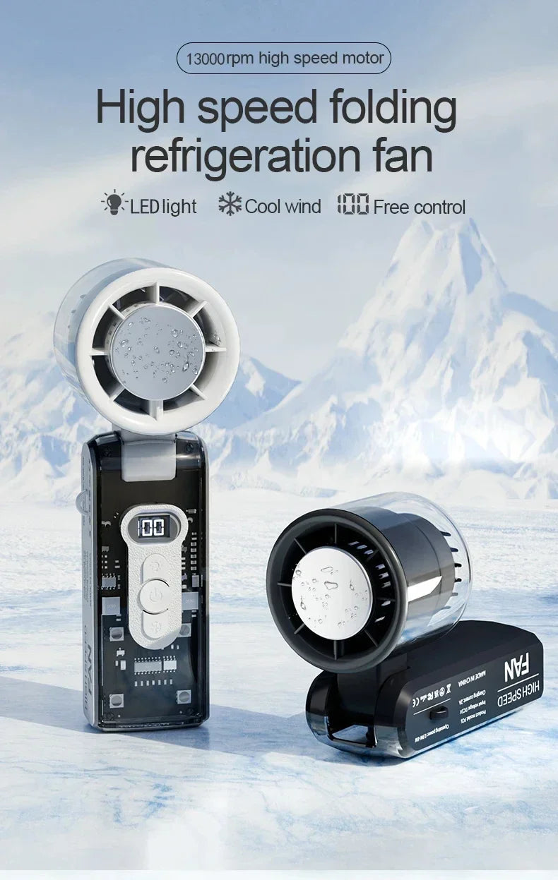 Car Portable Handheld Turbo Fan Rechargeable Mini Fans Ice Cooling LED Digital Display For Travel Office Outdoor Amagi