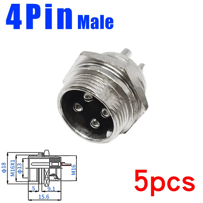 5Pcs GX16 Aviation Connector 2/3/4/5/6/7/8/9/10 Pin Male Plug Female Socket 16mm Wire Panel Mount Nut Type Circular Adapter