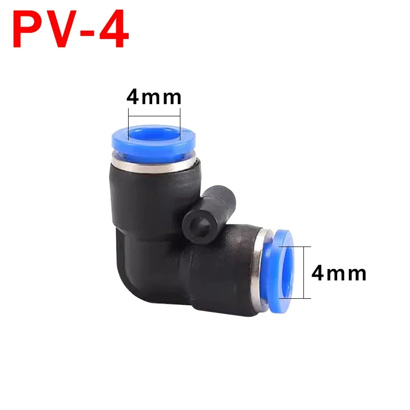 10PCS PV Elbow Pneumatic Quick Fitting, 4/6/8/10/12mm Air/Water Hose Push Connector for Industrial, Heavy Duty Leak-Proof Seal