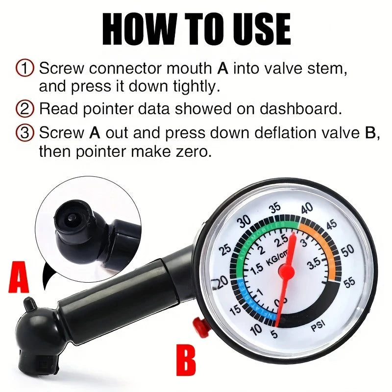 Car Tire Pressure Gauge Auto Tire Inflation Pressure Gauge High Precision Meter Detector Portable Mini Air Pressure Gauge