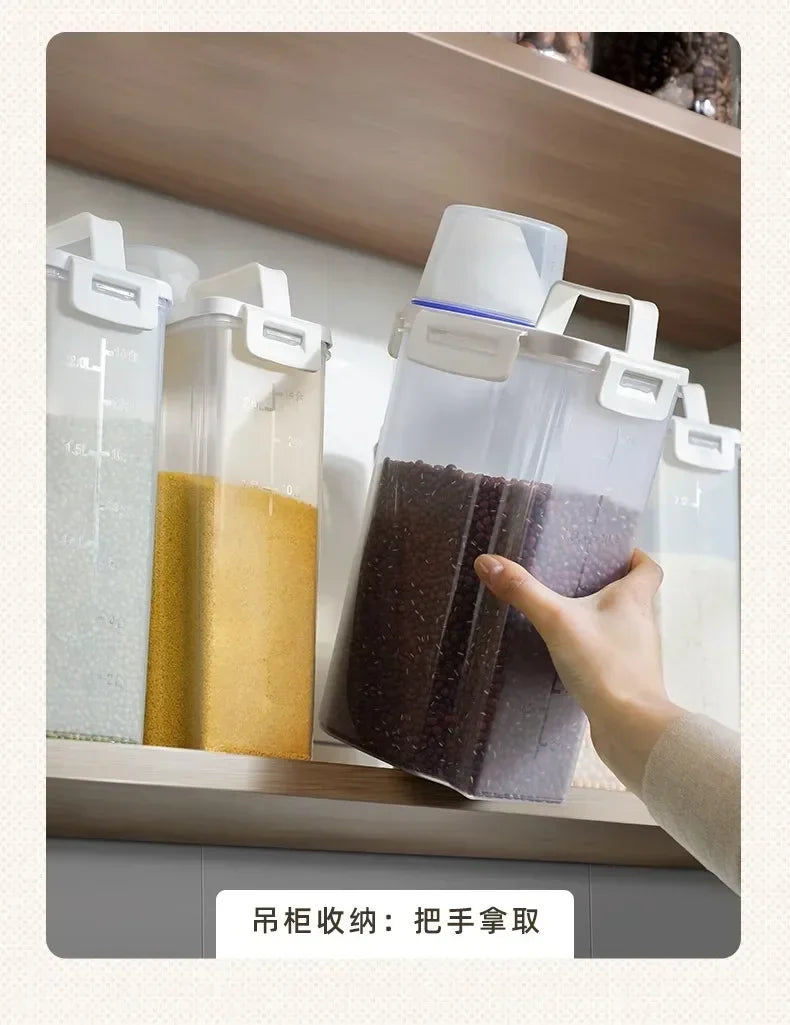 Plastic Storage Tank Moisture-proof Airtight Laundry Detergent Powder Cereal Storage Container with Measuring Cup Kitchen Items