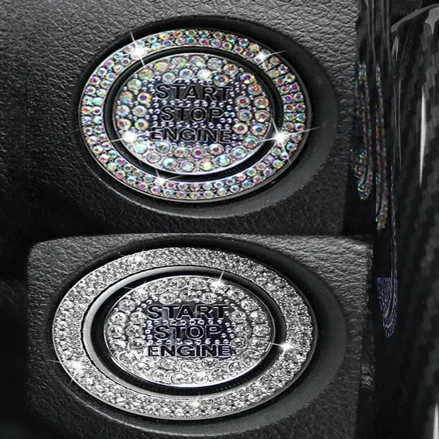 Car One-click Start Button Interior Engine Ignition Start Stop Button Protective Cover Crystal Decoration Car Accessories amagi