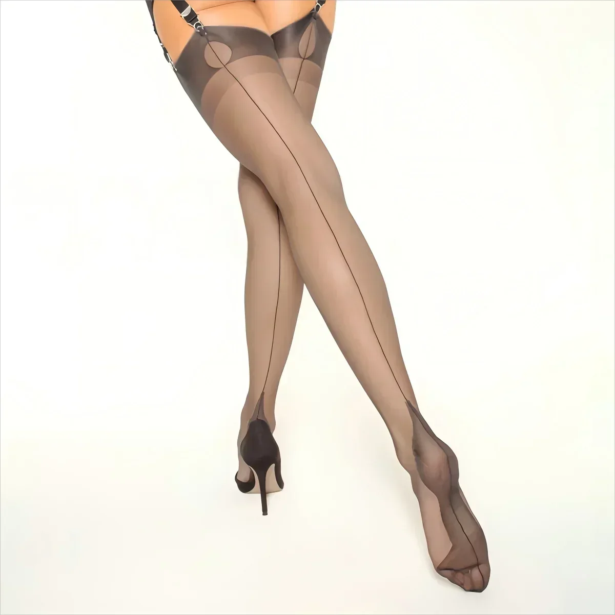 Women's Stockings Ultra-thin Retro Nylon Suspender Stockings Elegant Sexy Solid Thigh Socks Back Seam Transparent Stockings Amag