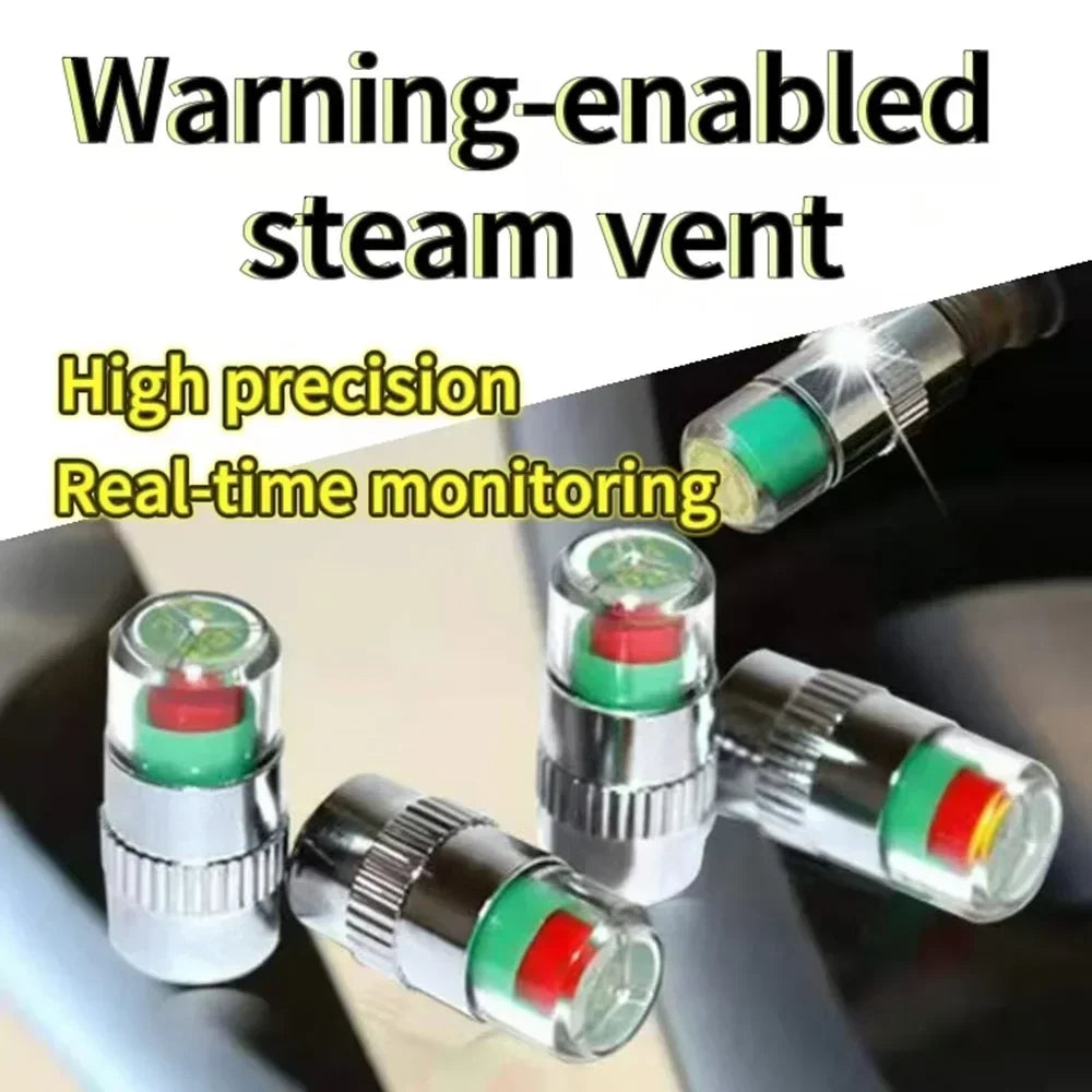 4/2pcs Car Tire Pressure Guage Valve Cap Sensor Indicator Alert Monitoring Tool Motorcycle Tyre Cap Indicator Air Pressure Gauge
