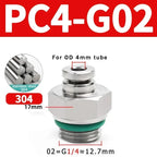 Stainless Steel PC-G Pneumatic Push-In Fitting, Straight Male G Thread Air Tube Connector for Air Compressor & Pneumatic Systems