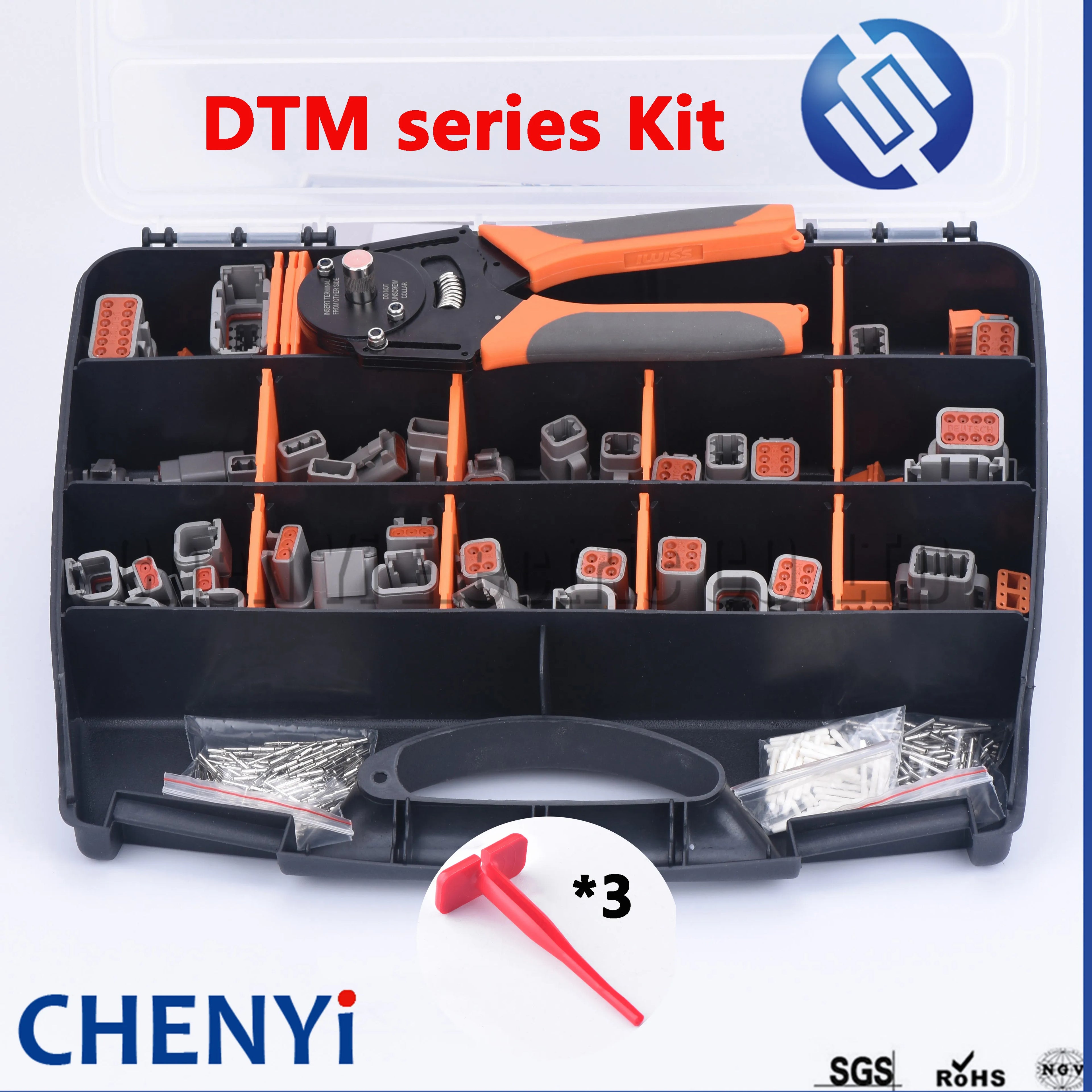 324 pcs Deutsch DTM  Waterproof Connector Kit Repair tool box DTM06-2/3/4/6/8/12S DTM04-2/3/4/6/8/12P with Pins and pliers