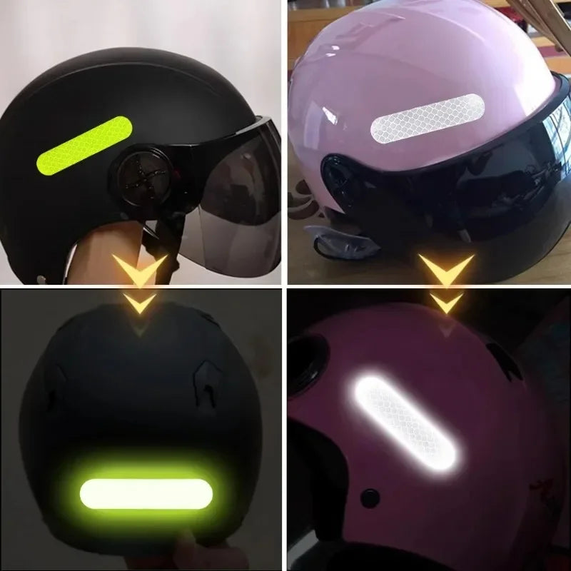 100-10PCS Helmet Safety Warning Reflective Sticker Strip Fluorescent Decorative Stickers Bicycle Motorcycle Reflector Tape Decal