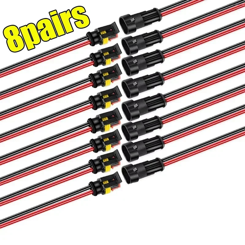 1-10Sets Automotive 2 Pin Way Wire Waterproof Electrical Connectors Suitable for Trucks Ship Jet Ski Scooter Car and Ship