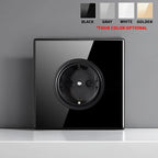 European British French Standard Tempered Glass Switch Socket with Indicator Light , Self-Reset 1 2 3 4 Gang Wall Panel Outlets