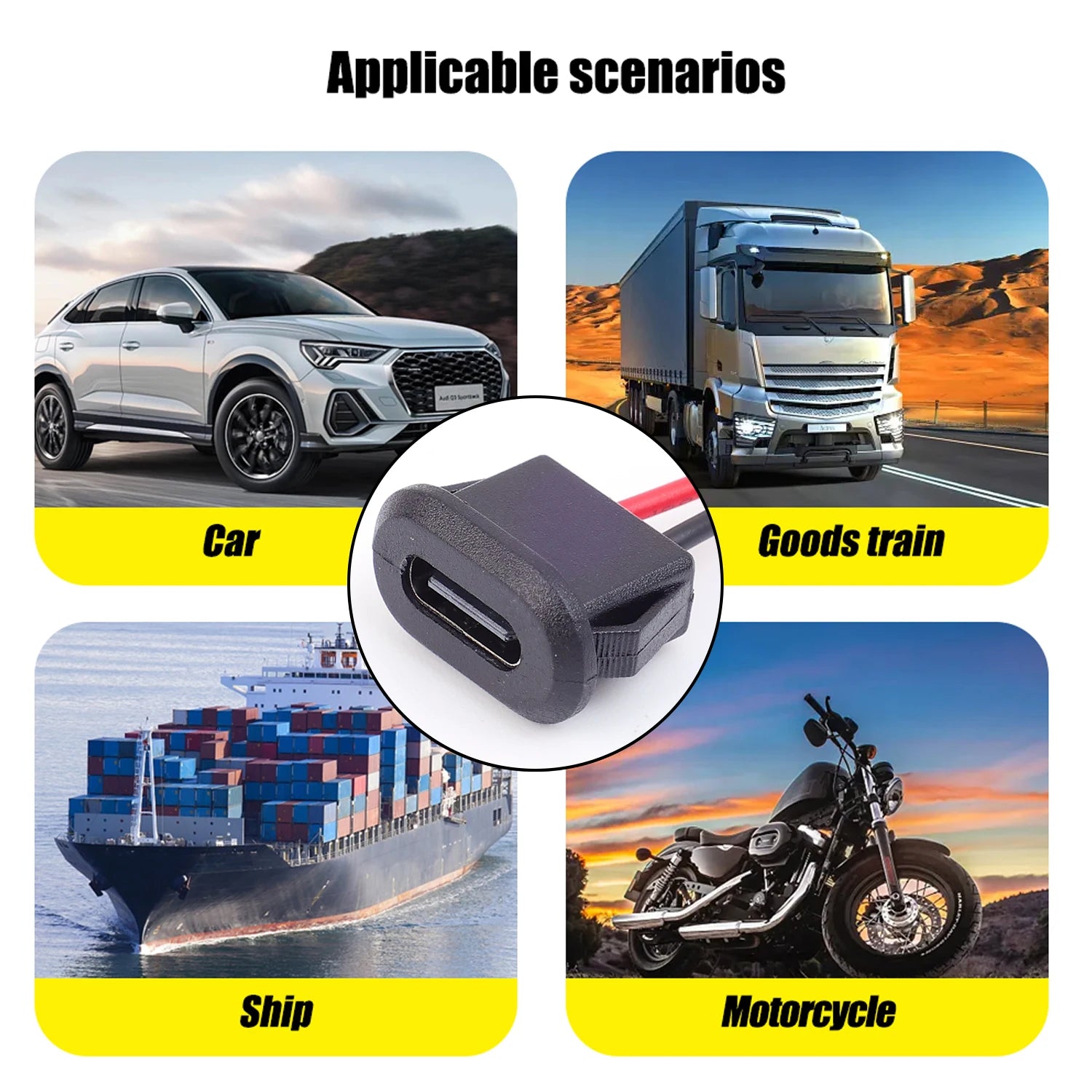 6/2PCS Type-C Female 2Pin USB Connector Type-C Waterproof with Female Socket Fast Charging Jack Charging Port USB-C Charger Plug