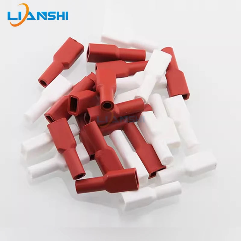 100pcs 4.8 Double wire elbow silicone sheath 187 elbow terminal sheath high temperature resistant 4.8 elbow flag spring sheath